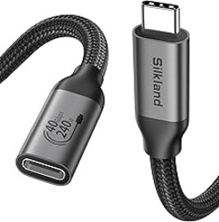 Silkland 40Gbps USB 4 Extension Cable for Thunderbolt 4, [240W Charging, 8K 60Hz] USB C Extender 3.3ft, 4K@240Hz Type C Male to Female Adapter Compatible for USBC Hub, iPhone 17/16, MacBook, iPad