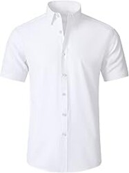 SAMERM Mens Dress Shirt Wrinkle Free Moisture Wicking 4-Way High Stretch Super Soft Casual Button Down Shirts
