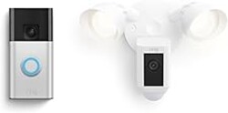 Ring Battery Doorbell with Ring Floodlight Cam Wired Plus (White)