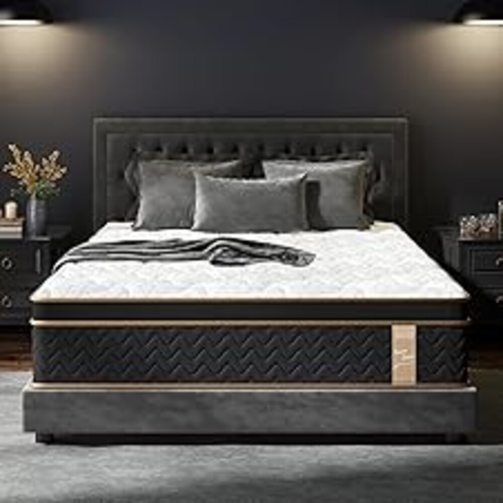 Queen Mattress 14 Inch, Cooling Hybrid Bed in a Box, Individual Pocket Springs, Motion Isolation, Targeted Hip/Shoulder/Lumbar Support, Fiberglass-Free, Ergonomic Zones, 365 Nights Trial, CertiPUR-US
