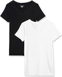 Amazon Essentials Women's Regular-Fit Short-Sleeve T-Shirt (Crewneck and V-Neck Options), Multipacks