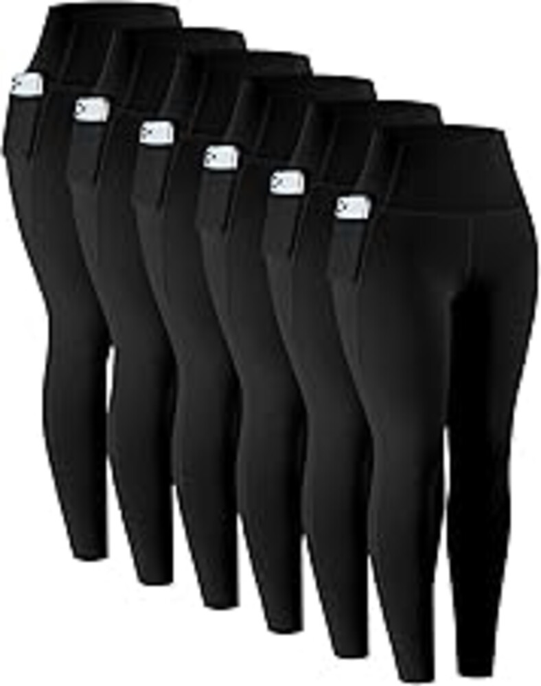 LZYVOO Leggings with Pockets for Women, 6 Packs Soft High Waisted Tummy Control Workout Yoga Pants
