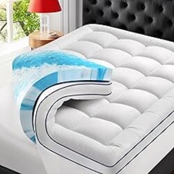 LovingLeashes Premium Dual Layer 4 Inch Memory Foam Mattress Topper, 2 Inch Gel Memory Foam and 2 Inch Pillow Top Mattress Pad Cover for Back Pain, Extra Thick Comfort Support（Queen 60"x80"）