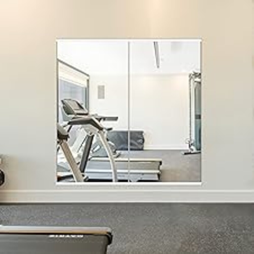 Delma Home Gym Mirror,48''x24''x2PCS White,Large Full Body Tempered Glass Frameless, Wall-Mounted for Gym, Yoga, Garage, Bedroom, Bathroom