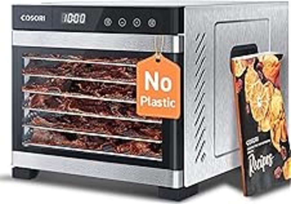 COSORI Food Dehydrator, Bigger Than 7 Trays with Large 6.5 ft² Drying Space, Stainless Steel Trays, 600W Faster Drying, 165°F Dehydrated Dryer for Jerky, Dog Treats, Herbs, Meat, Fruit, Yogurt, Silver