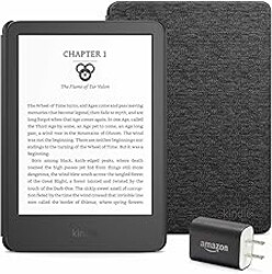 Kindle Essentials Bundle including Kindle (2024 release) - Black, Fabric Cover - Black, and Power Adapter