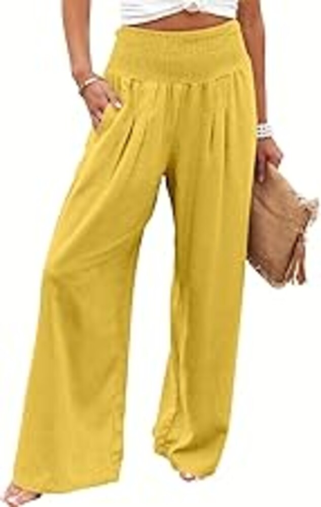 ANRABESS Women Linen Palazzo Pants Summer Boho Wide Leg High Waist Casual Lounge Pant 2026 Beach Travel Vacation Outfits