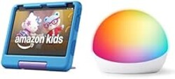 Amazon Kids Bundle Including Fire HD 10 Kids tablet (32 GB, Blue) + Echo Glow Multicolor Smart Lamp, Nightlight for kids