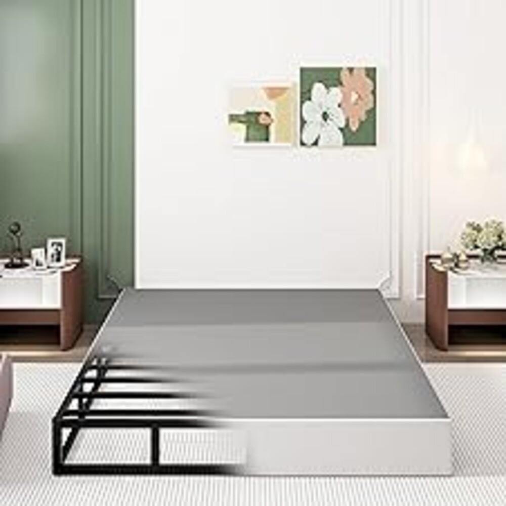 TROZULER 9 Inch Box Spring Full Size Bed, Heavy Duty Metal Mattress Foundation, 3000 lbs Capacity, High Profile, Noise-Free, Easy Assembly with Fabric Cover