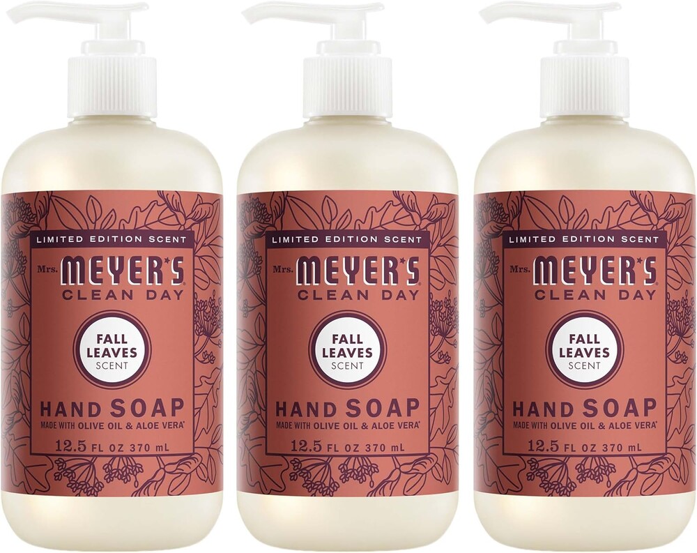 Mrs. MEYER'S CLEAN DAY Hand Soap, Fall Leaves Scent, 12.5 Fl Oz Bottle - 3 Pack