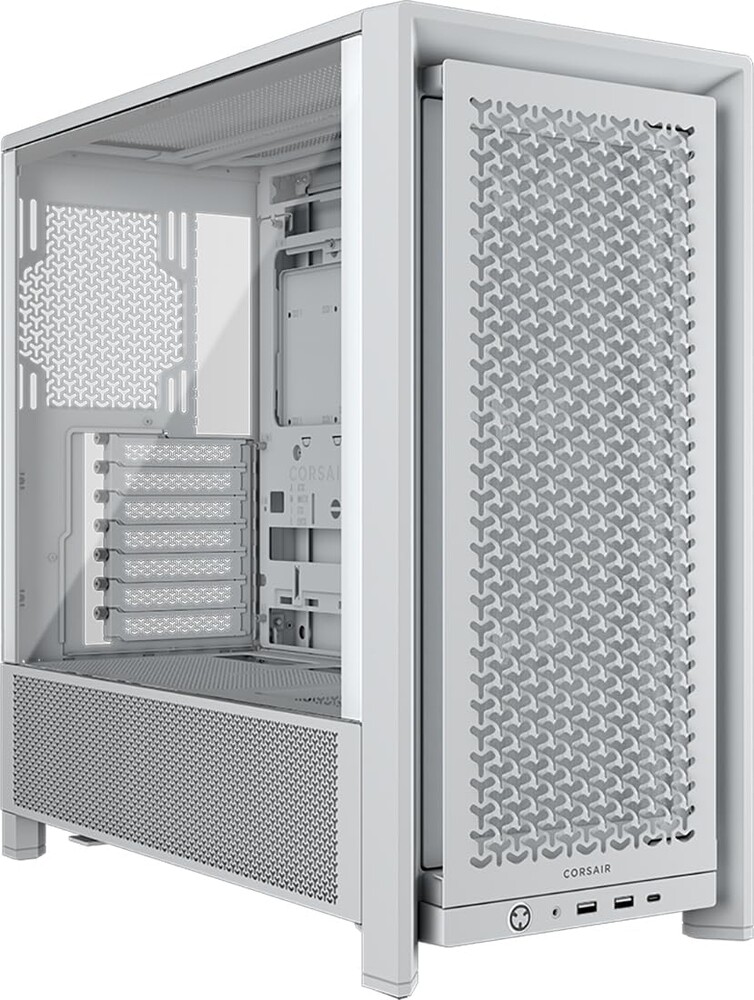 CORSAIR 4000D RS Frame Modular High Airflow Mid-Tower PC Case – 3X CORSAIR RS Fans – InfiniRail™ Fan Mounting System – Fits Multiple 360mm Radiators – Reverse Connector Motherboard Compatible – White