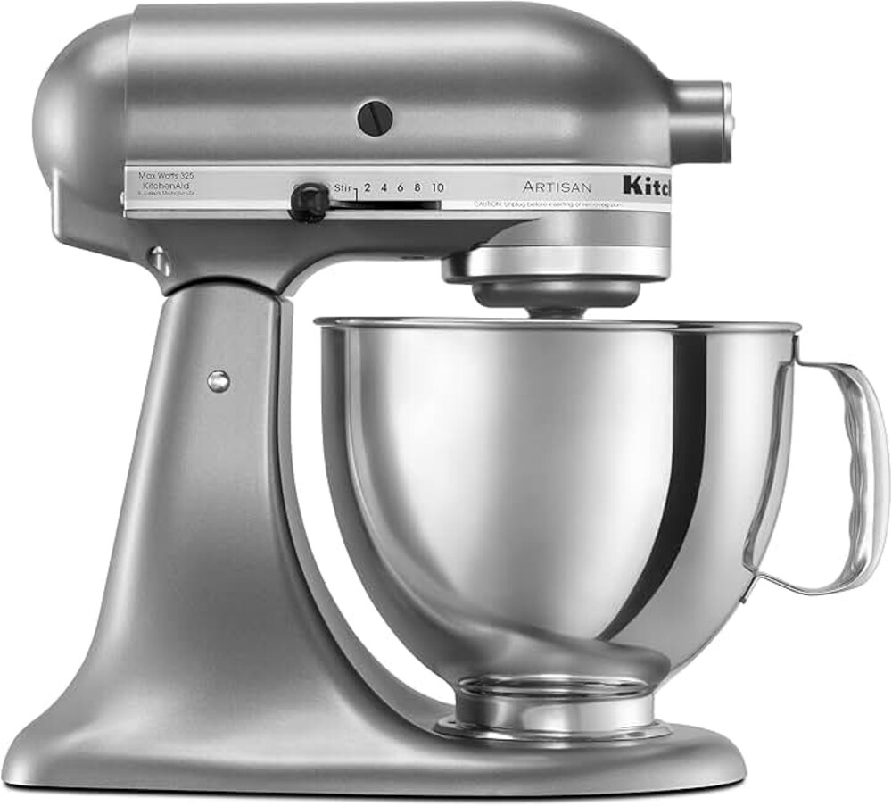KitchenAid Artisan Series 5 Quart Tilt Head Stand Mixer with Pouring Shield KSM150PS, Contour Silver, Zinc