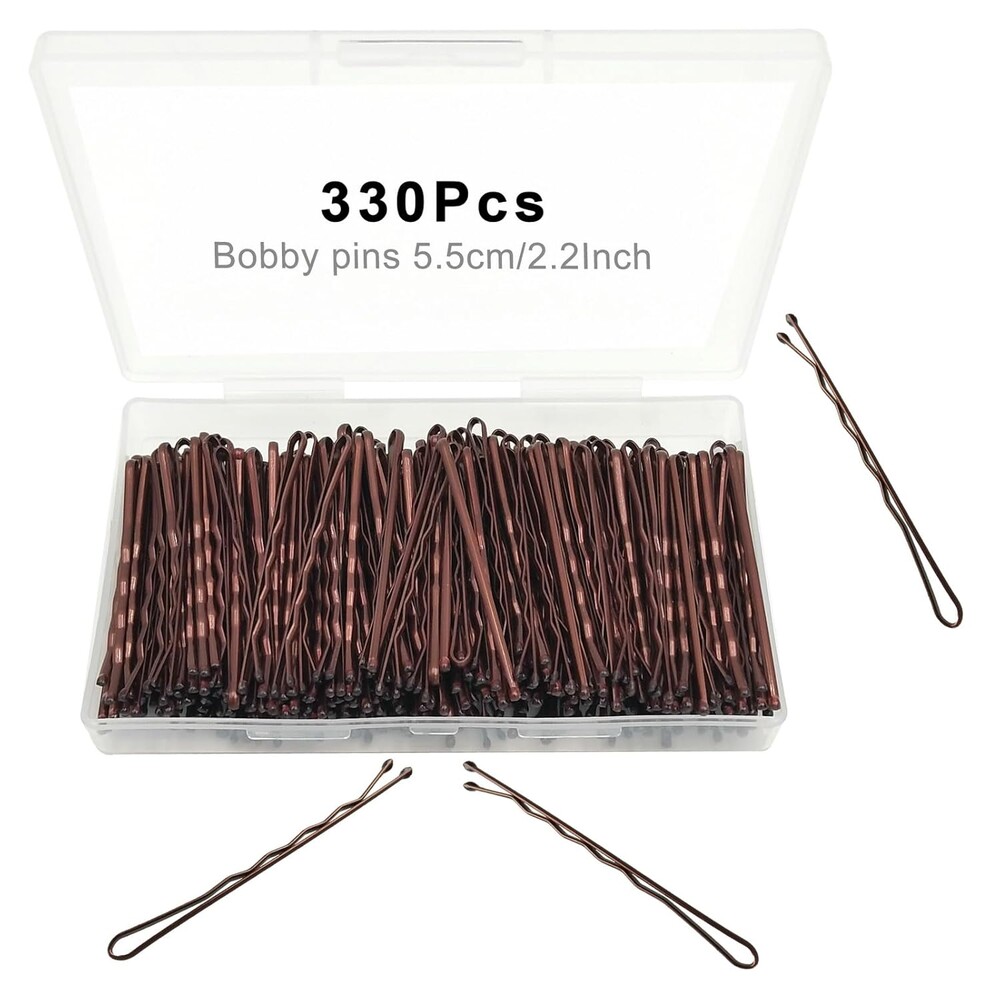 Bobby Pins Brown, 330 Count 2.2 Inch Hair Pins With Cute Box, Premium Bobby Pin For Kids, Girls And Women, Great For All Hair Types