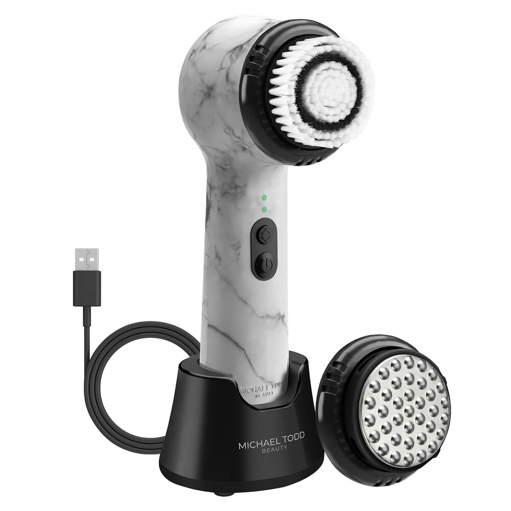 Michael Todd Beauty Soniclear Allure 2024 Best of Beauty Winner Facial Cleansing + Exfoliation Brush System with Antimicrobial Protected Bristles, 4 speeds, Serum Infusion Head + Travel Case