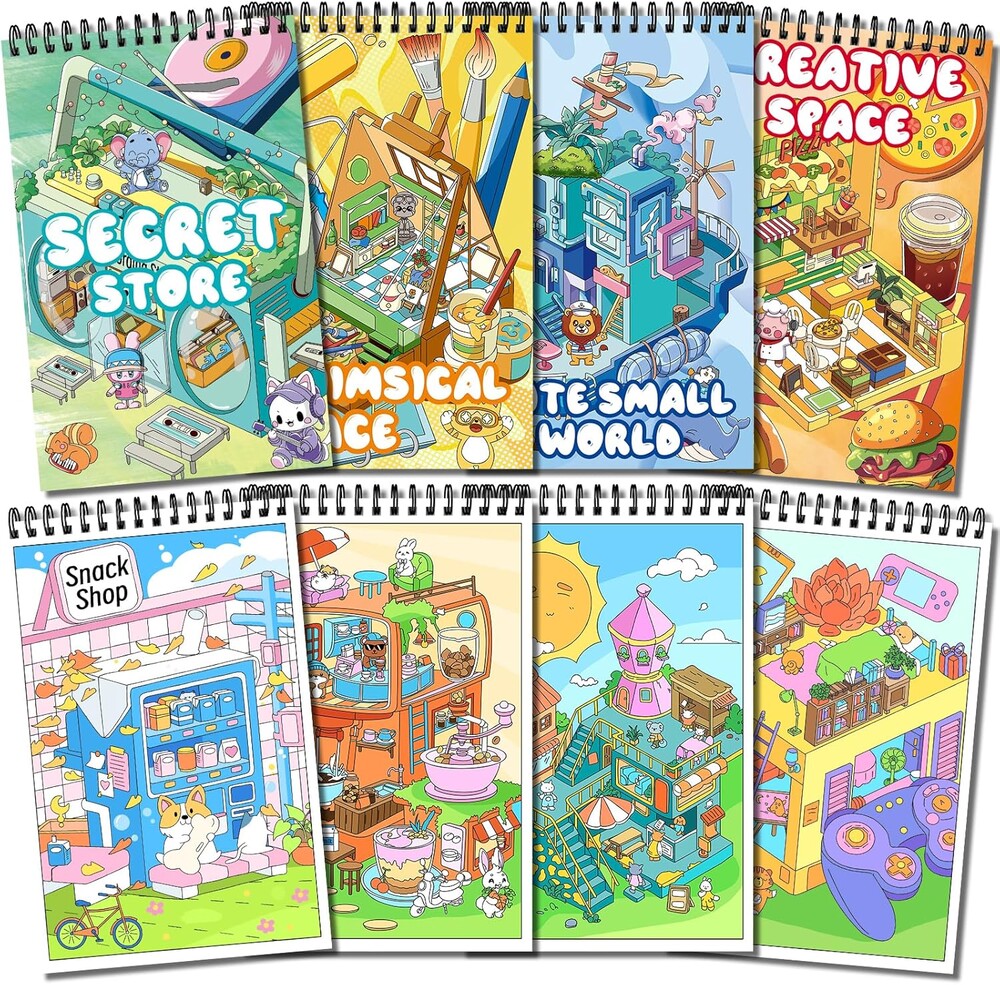 Elfew 4 Set Coloring Books for Teens & Kids 8-12, Stress Relieving & Therapeutic Coloring Book with 80 Cute Patterns, Anxiety Relief & Relaxation for Teens Adult Women