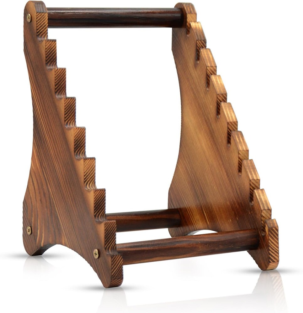 Knife Block, Natural Wood Fixed Blade Knife Series Display Stand/Case - Wooden Holder for Tactical & Survival Knives, Holds 8 Knives