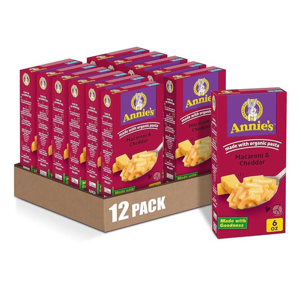 Annie's Macaroni and Cheddar, Reduced Sodium, Made with Organic Pasta, 6 oz (Pack of 12)