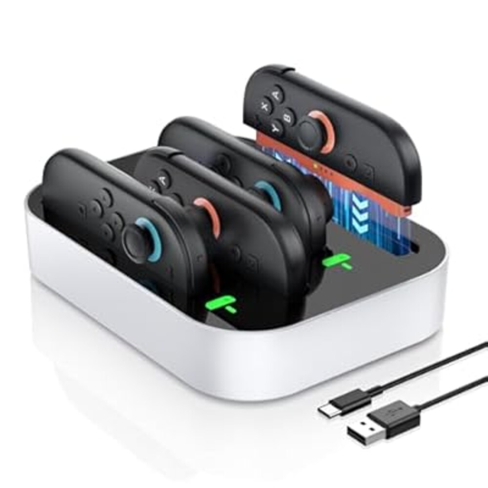 NEWDERY Controller Charger for Nintendo Switch 2 Joy Con, 2.5H Fast Charging Dock with LED Indicator for Joycon 2 Controllers, 4-in-1 Charged Docking Station for Switch 2 Joycons Accessories