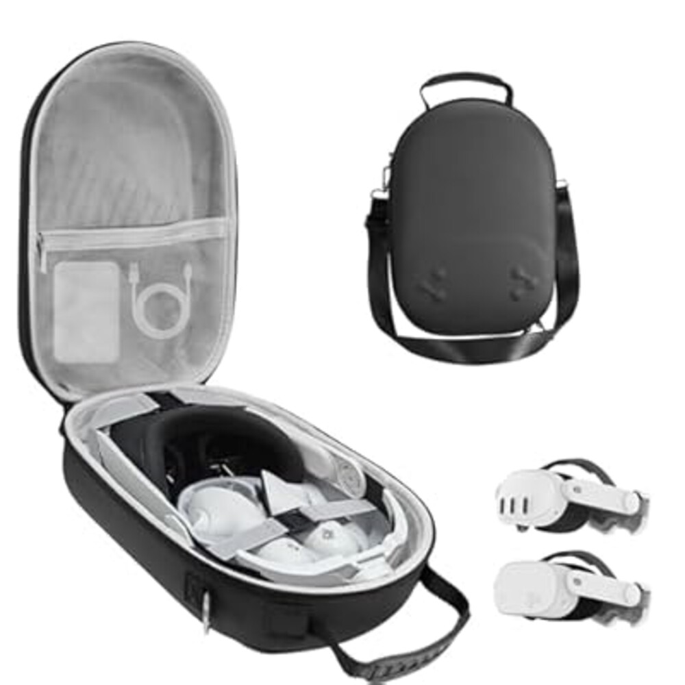 bibuks Hard Carrying Case Compatible with Oculus Meta Quest 3/3S,VR Headset Elite Strap and Touch Controller Accessories Carry Case,Hard Shell Travel Storage Bag (Black)