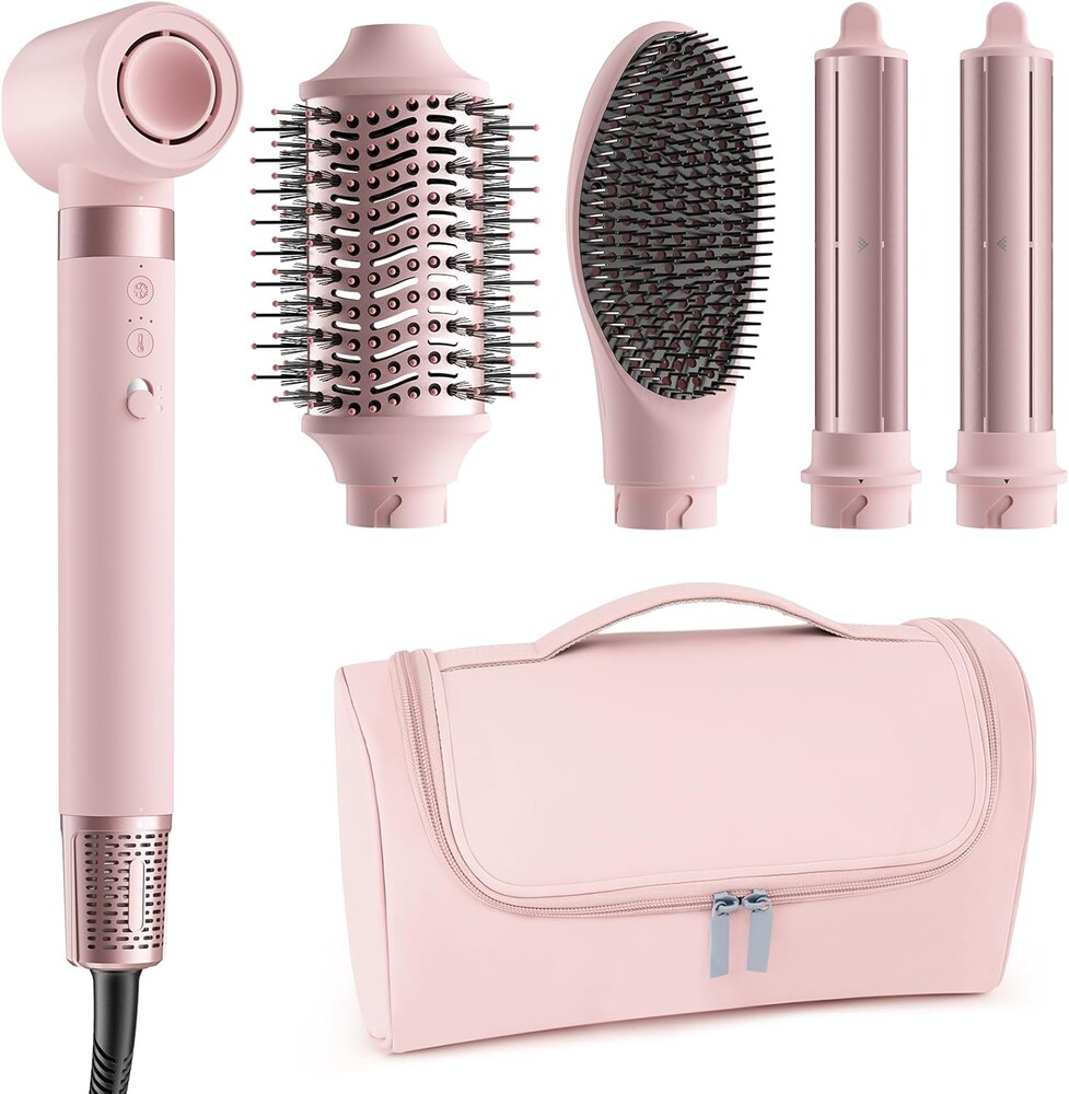 5 in 1 Hot Air Styler Wrap - High-Speed Hair Dryer, Volumizing Brush with Auto Curlers, Fast Drying & Frizz-Free Styling Straightening, No Heat Damage, Includes Travel Bag, Gift for Women