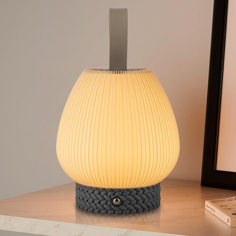 Touch Night Light, Dimmable Small Table Lamps, Rechargeable Portable Table Bedside Lamp for Bedroom, LED Lamp with Warm White Lights, Modern Nightstand Lamp for Living Room (Gray)