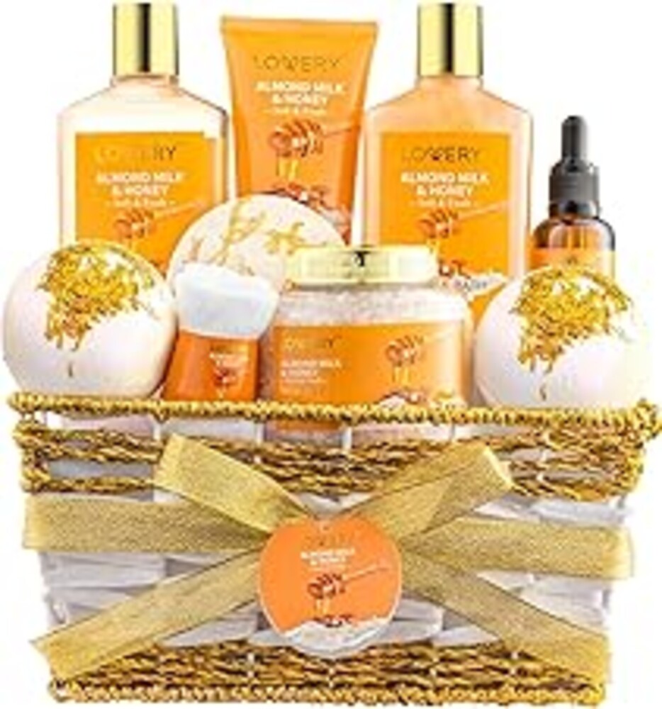 Mothers Day Gifts for Mom Women Gift Basket for Women - 10 Pc Almond Milk & Honey Beauty & Personal Care Set - Home Bath Pampering Package for Relaxing - Spa Self Care Kit - Birthday, Mom, Anniversary