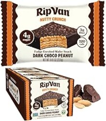 Rip Van Nutty Crunch Dark Chocolate Peanut Butter Wafer – Crispy Wafer Snack, Low Sugar, 120 Calories, Individually Wrapped - 16 Count