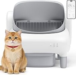 Hazrela Automatic Cat Litter Box,Self Cleaning Litter Box for Multiple Cats with Open Top Design,App Control, Safety Protection,Ultra-Quiet,Easy Setup,Light Gray