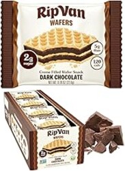 Rip Van Dark Chocolate Wafer Cookies - Healthy Snacks - Non GMO, Keto, Low Carb, Low Sugar (2g), Low Calorie and Vegan, 16 Count
