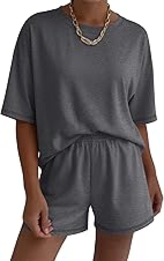 Ekouaer Lounge Sets for Women 2 Piece Shorts Sets Moisture Wicking Casual Summer Short Sleeve Matching Outfits with Pockets