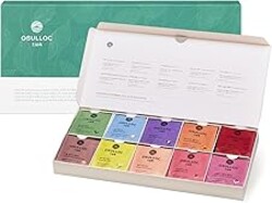 OSULLOC Premium Tea Collection (40 count, 10 flavors x 4 ea), Mothers Day Gifts, Self Care Sampler Gift Box Variety Pack, Premium Organic Pure & Blended Tea from Jeju