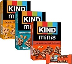 KIND Mini Snack Bars Variety Pack, Gluten Free, Low Sugar, Low Calorie Snacks, Dark Chocolate Nuts & Sea Salt, Peanut Butter Dark Chocolate, Caramel Almond & Sea Salt, 30 Count