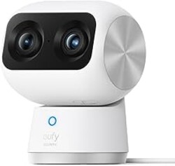 eufy Security 4K Indoor Cam S350, No Subscription, Dual Cameras, 8× Zoom, 360° Coverage, Works as a Pet Camera, Nanny/Senior/Baby Monitor, AI Auto-Tracking, Human/Pet/Cry Detection, 2.4/5 GHz Wi-Fi
