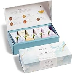 Tea Forte Premium Petite Presentation Box Gift Set Sampler, 10 Count, 2 of Each Blend Individually Wrapped Handcrafted Pyramid Infuser Bags, Gifts for Mom, Wellbeing Tea
