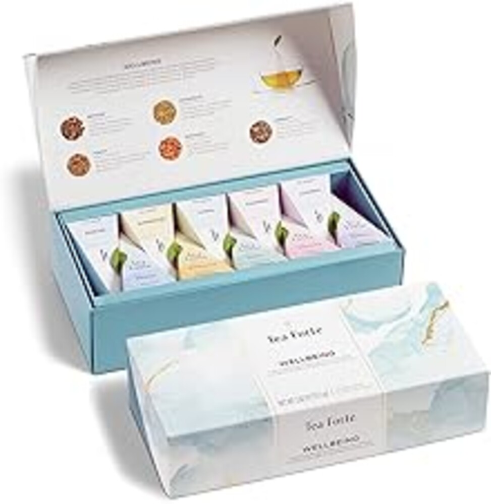 Tea Forte Premium Petite Presentation Box Gift Set Sampler, 10 Count, 2 of Each Blend Individually Wrapped Handcrafted Pyramid Infuser Bags, Gifts for Mom, Wellbeing Tea