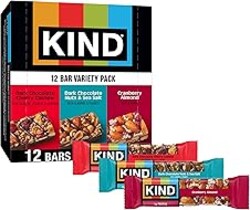 KIND Healthy Snacks Bars Variety Pack, Gluten Free, High Fiber Snacks, Cranberry Almond, Dark Chocolate Nuts & Sea Salt, Dark Chocolate Cherry Cashew, 4-6g Protein, 12 Count