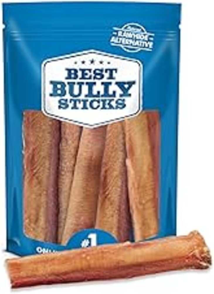 Best Bully Sticks Thick 6 Inch Bully Sticks for Dogs - 5 Count (Pack of 1) - Natural, Grass-Fed Beef, Single Ingredient, Grain and Rawhide Free - Large Breeds