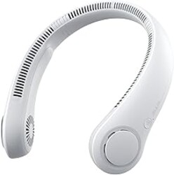 JISULIFE Portable Neck Fan, Hands-Free Bladeless, 5 Speeds, 4000 mAh Battery Operated Wearable Personal Fan, Twistable, Rechargeable, Gift for Women Men-Grey