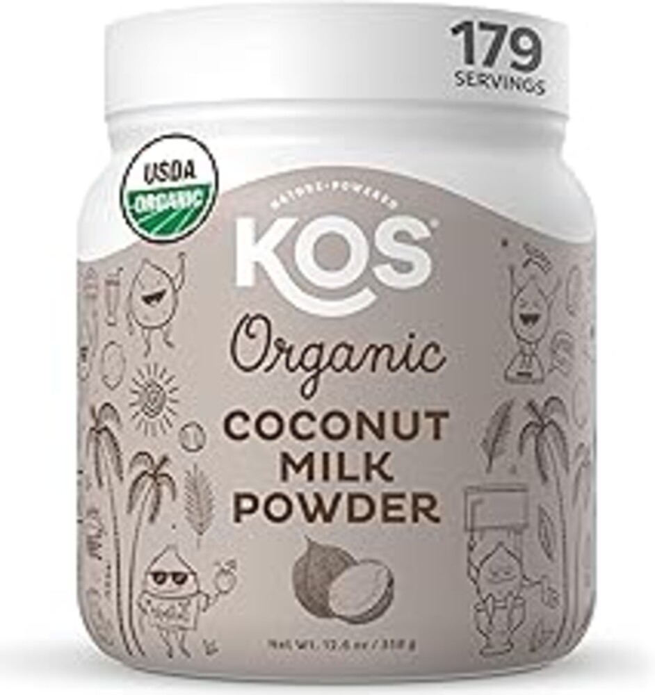 KOS Organic Coconut Milk Powder, USDA Certified Organic - 0g Sugar, MCT Plant Based Creamer for Coffee, Smoothies, Vegan, Keto, Paleo Friendly, Non-GMO, Gluten or Dairy- 12.6oz, 179 Servings