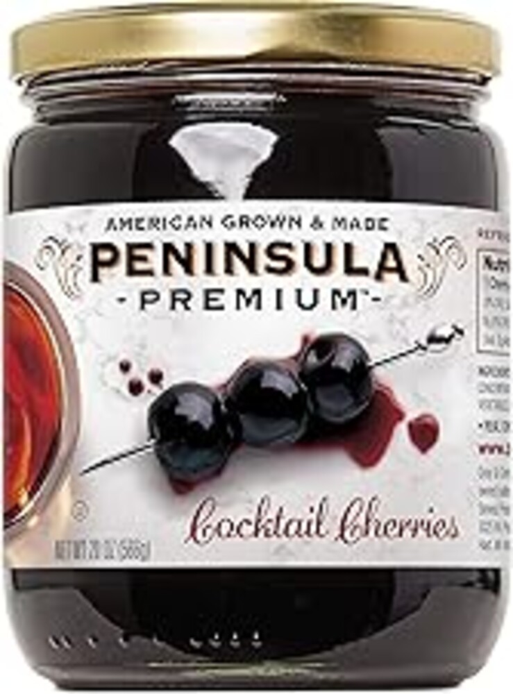 Peninsula Premium Cocktail Cherries | Award Winning | Deep Burgundy-Red | Silky Smooth, Rich Syrup | Luxe Fruit Forward, Sweet-Tart Flavor | Gourmet | American Grown & Made | 20 Oz