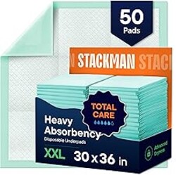 Chucks Pads Disposable 30x36 Underpads [50-Pack] Incontinence Chux Pads Absorbent Fluff Protective Bed Pads - Extra Large Pee Pads for Kids, Adults & Elderly | Leak Proof Puppy Pads for Training - XXL