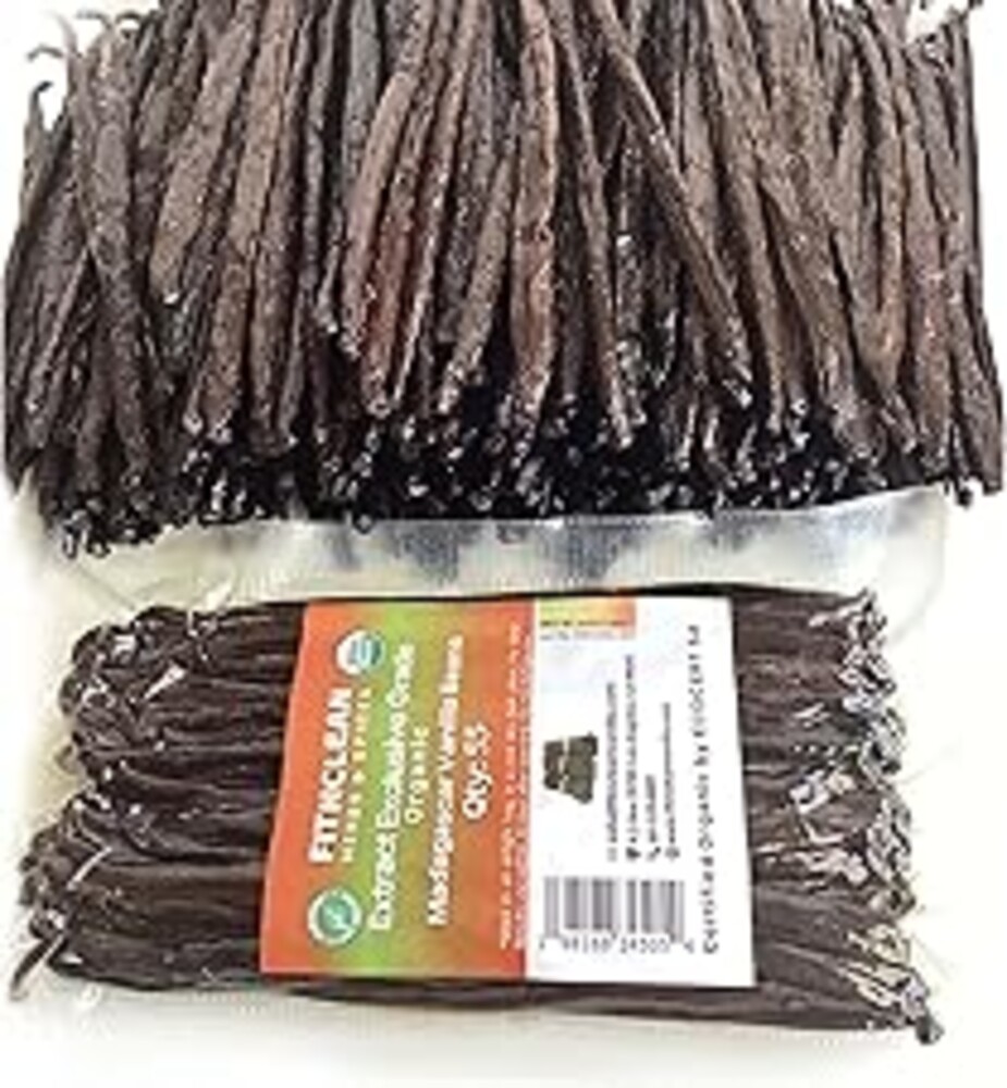 55 Organic Madagascar Vanilla Extract Exclusive Grade B Beans| 4" - 5" by FITNCLEAN VANILLA| Certified USDA Organic. Bulk Dry Whole Bourbon NON-GMO Pods
