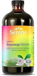 Serene Herbs Soursop Bitters Liquid with Soursop Leaves for Gut Cleanse, Detox & Immune Boost with Black Seed, Moringa, Irish Moss, Ashwaganda, Turmeric, 16 fl oz (16 Fl, Soursop)