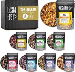 Tiesta Tea - Top 8 Favorites Sampler Set, Mother's Day Loose Leaf, Up to 80 Cups, High to No Caffeine, Hot & Iced, Tea Variety Pack with Green, Herbal, & Black, 8 Sample Pouches
