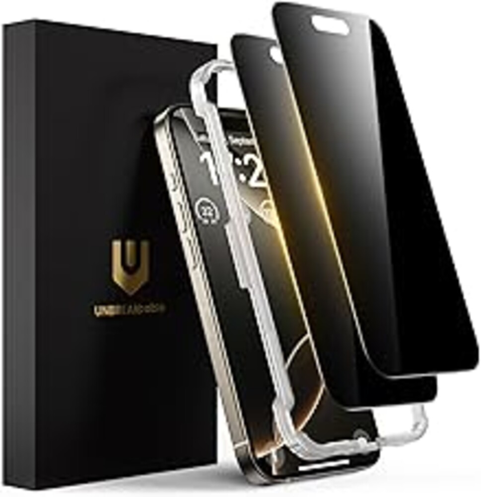 UNBREAKcable Privacy Screen Protector for iPhone 16 Pro Max, Anti-Spy Shatterproof Tempered Glass [True 28°Anti Spy] [9H Hardness] [Easy Installation Frame] Black Protector for iPhone 6.9" - 2 Pack
