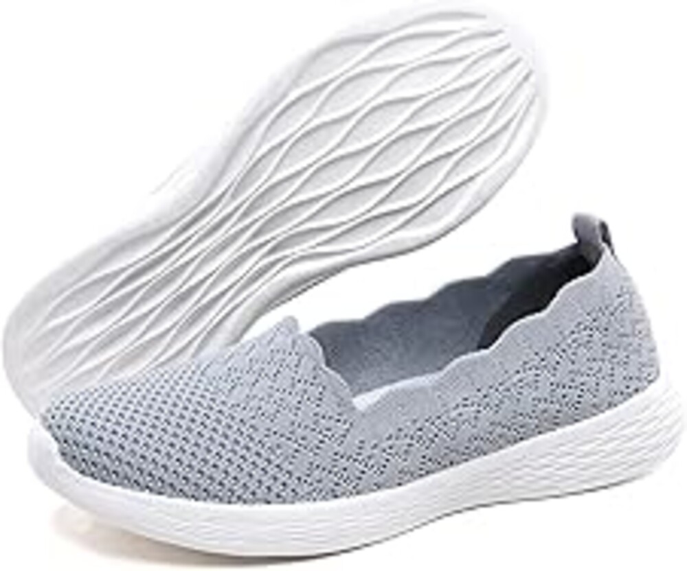 poemlady Women's Slip on Loafer Shoes - Mesh Casual Ballet Flat Nurse Walking Sneakers Knit Round Toe Casual Memory Foam Shoes