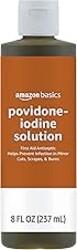 Amazon Basics First Aid Antiseptic, 10% Povidone Iodine Solution for Wound Cleaner and Infection Protection, Unflavored, 8 fl oz, 1-Pack (Previously Solimo)