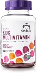 Amazon Brand - Mama Bear Organic Kids Multivitamin Gummies, Berry, Cherry & Orange, 60 Count, 1 Month Supply (Packaging May Vary)