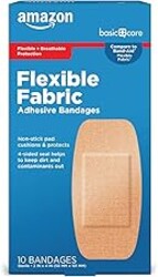 Amazon Basic Care Flexible Fabric Adhesive Bandages, XL (2 in x 4 in), Non-Stick Pad for Cuts & Scrapes, 4-Sided Seal, 10 Count