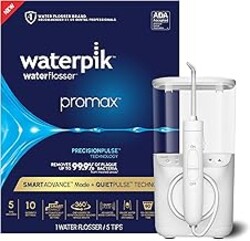 Waterpik Promax Water Flosser with SmartAdvance Mode for Daily Gum Health and Cleaning Teeth, Braces, Implants, ADA Accepted, Small Quiet Design, Electric Flosser with 10 Settings, 5 Tips, WF-23